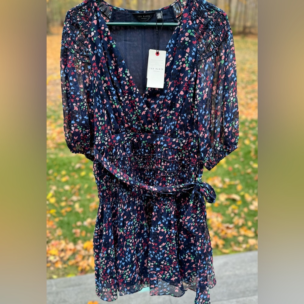 NWT Ted Baker London Smock Panel Wrap Mini Dress